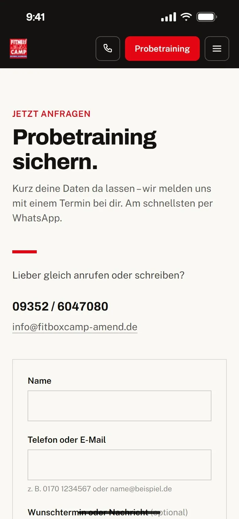 Probetraining bei Fitboxcamp Amend am Handy